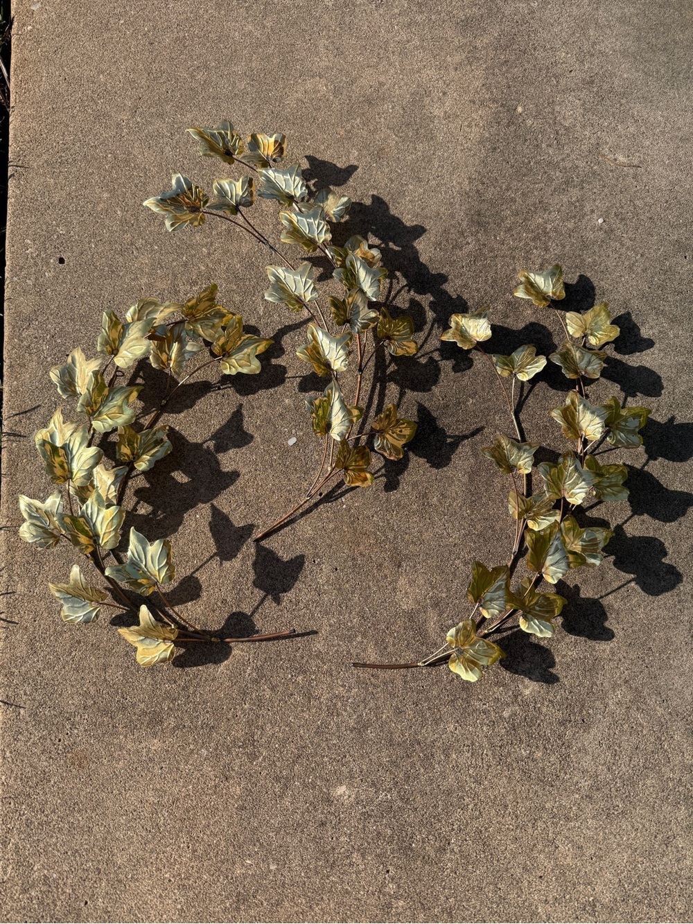 Vintage MCM Homco Gold/Brass Ivy Leaf Wall Decor Set (3 Pieces)